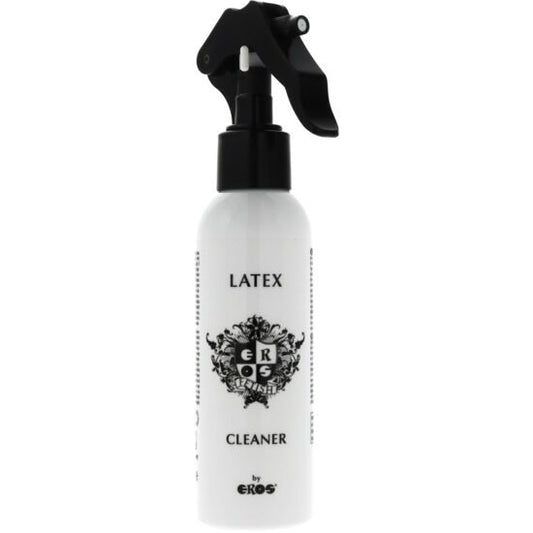 Detergente lattice EROS FETISH LINE, 150 ml, con confezione bianca e dettagli trasparenti, ideale per cura e pulizia.