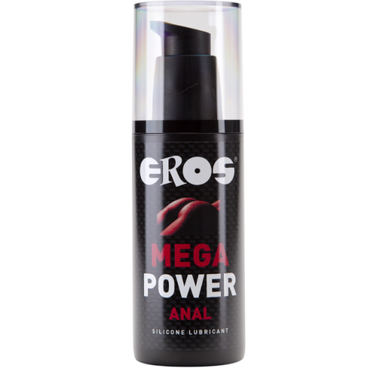 Lubrificante siliconico anale Eros Power Line, 125 ml, flacone con etichetta, ideale per uso intimo e comfort.
