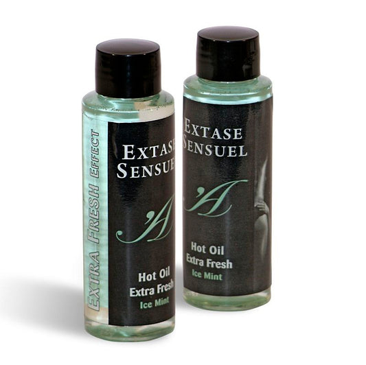 Olio da massaggio EXTASE SENSUAL con effetto ghiaccio extra fresco, bottiglia da 100 ml, per massaggi rilassanti e rinfrescanti