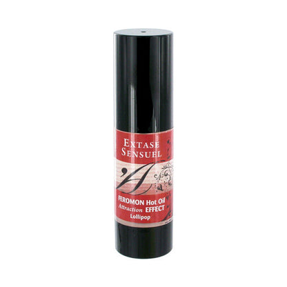 Olio da massaggio EXTASE SENSUAL effetto riscaldante ai feromoni, 30 ml, bottiglia con etichetta e tappo.