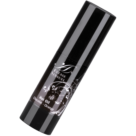 Olio da viaggio stimolante EXTASE SENSUAL con aroma di cioccolato e arancia, bottiglia da 35 ml, per momenti di intimità.