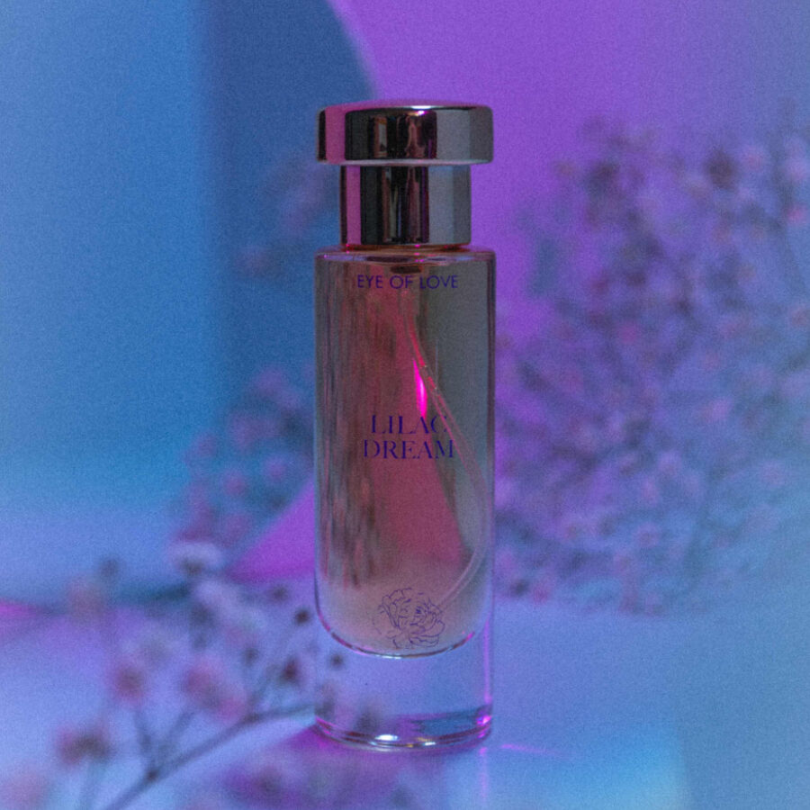 Profumo femminile Bloom di EYE OF LOVE, indicato indica con aroma di lillà e note floreali, in flacone da 30 ml.