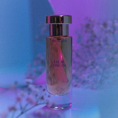 Profumo femminile Bloom di EYE OF LOVE, indicato indica con aroma di lillà e note floreali, in flacone da 30 ml.