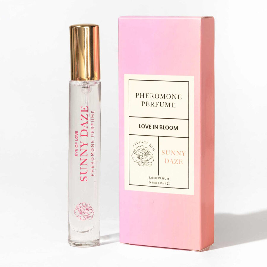 Profumo femminile Bloom di EYE OF LOVE Sativa Sunny Daze, flacone da 10 ml con bottiglia elegante e profumata.