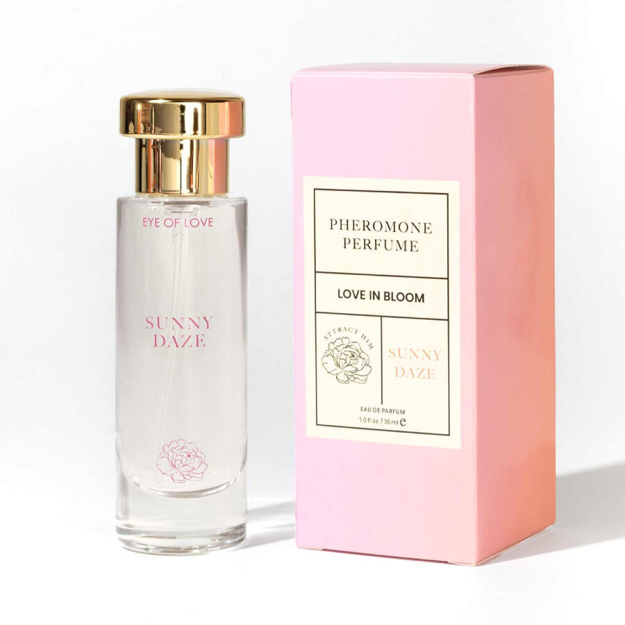 Profumo femminile Bloom Sativa Sunny Daze di Eye of Love in flacone da 30 ml, elegante e floreale.