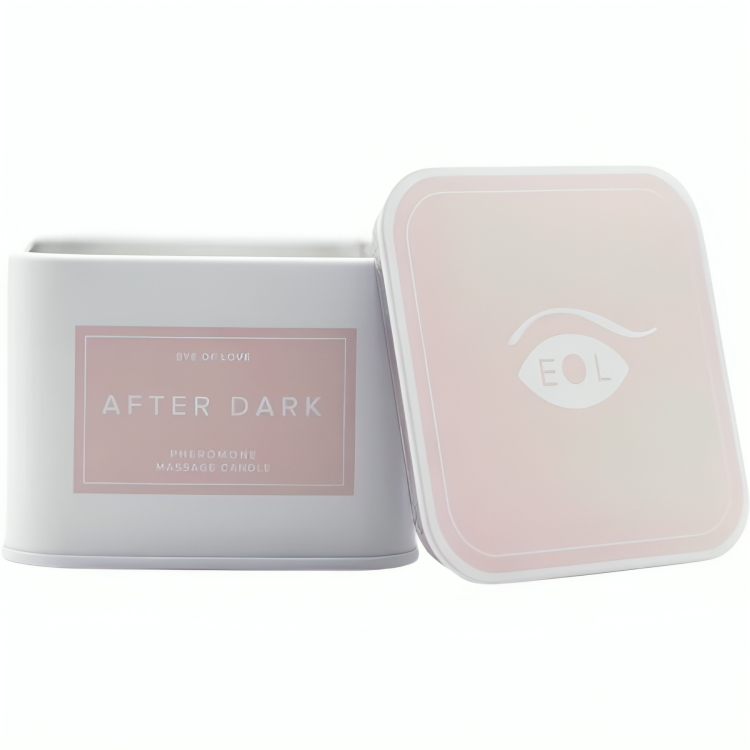 Candela da massaggio Eye of Love, colore scuro, 150 ml, ideale per il relax e il benessere delle donne.