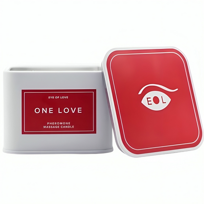 Candela da massaggio Eye of Love One Love per donne, 150 ml, con decorazione e aroma rilassante per massaggi.