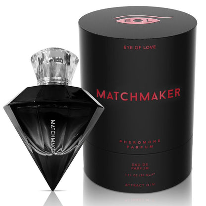 Profumo EYE OF LOVE Matchmaker Black Diamond per uomo, 30 ml, con feromoni per attrazione e supporto LGBTQ.