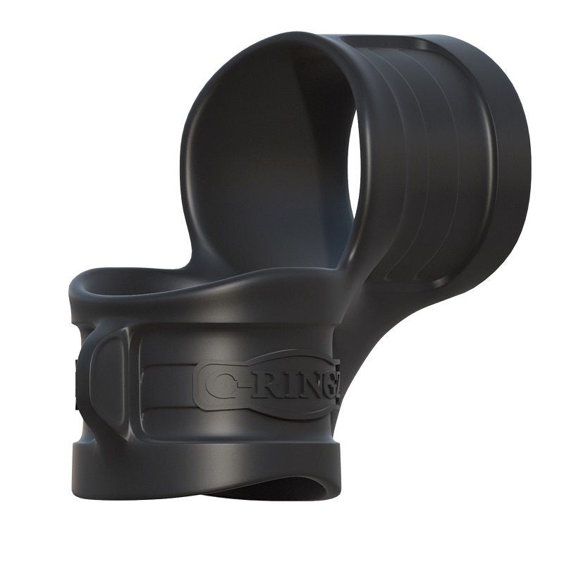 Anello penioso e palline del marchio FANTASY C-RINGZ, in silicone nero, con design robusto e dettagli rifiniti, per piacere e stimolazione