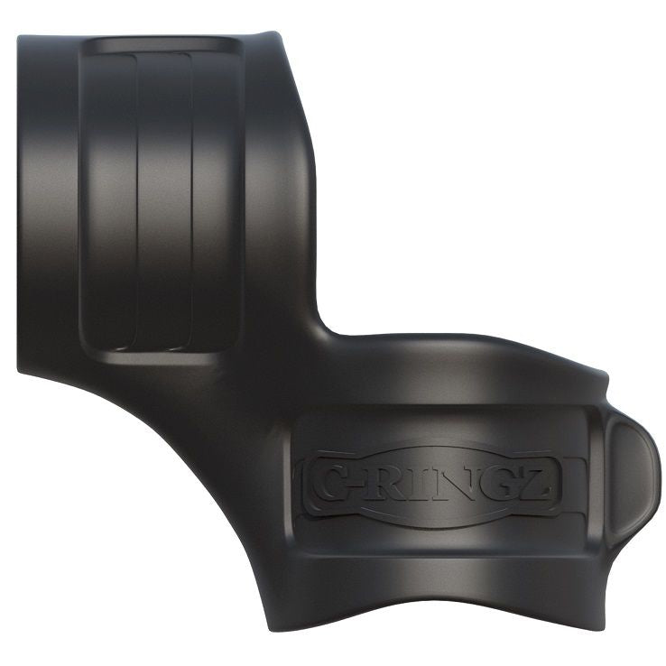 Anello penzola in silicone nero FANTASY C-RINGZ per pene e palline, con design regolabile e sicuro per il piacere.