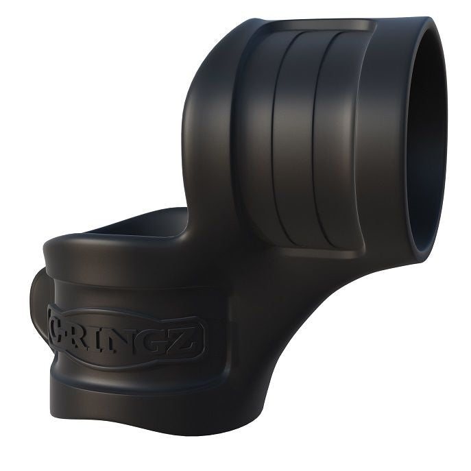 Anello penzola FANTASY C-RINGZ per pene e testicoli, in silicone nero, con design avvolgente e dettagli elastici.