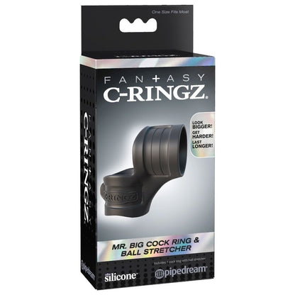 anello per il pene e scroto FANTASY C-RINGZ, anello forte e resistente in silicone nero, pensato per il piacere e il comfort