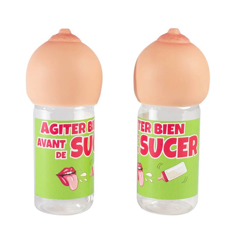 Bottiglia FEMARVI in vetro trasparente con tappo, perfetta per bevande o conservazione, con etichetta semplice e design elegante