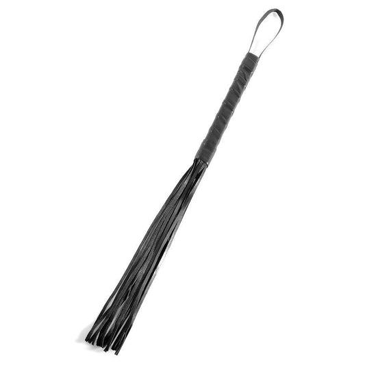 Frusta in pelle nera FETISH FANTASY LIMITED EDITION Cat O Nine Tails, con impugnatura e frange di cuoio.