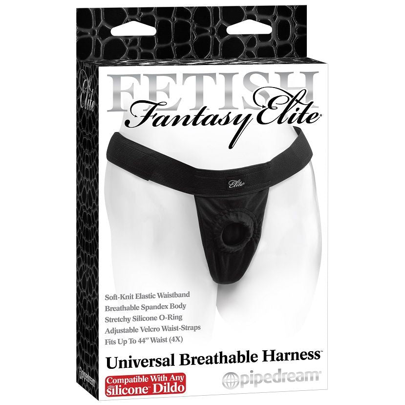 Imbracatura traspirante Fetish Fantasy Elite in morbido materiale, con cinturini regolabili e dettagli in metallo, per giochi di ruolo e BDSM.