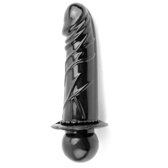 Gag con palla e dildo della serie Fetish Fantasy Series, accessorio fetish in silicone nero con cinturino regolabile e dildo integrato.