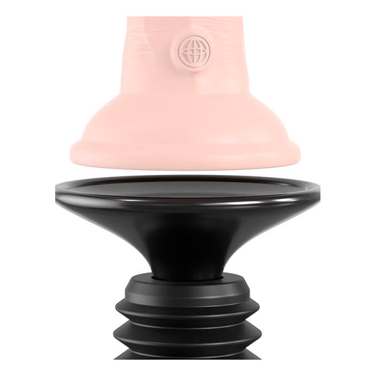 Morsetto per dildo thruster nero della serie Fetish Fantasy, con 7 modalità di spinta, visibile in primo piano.
