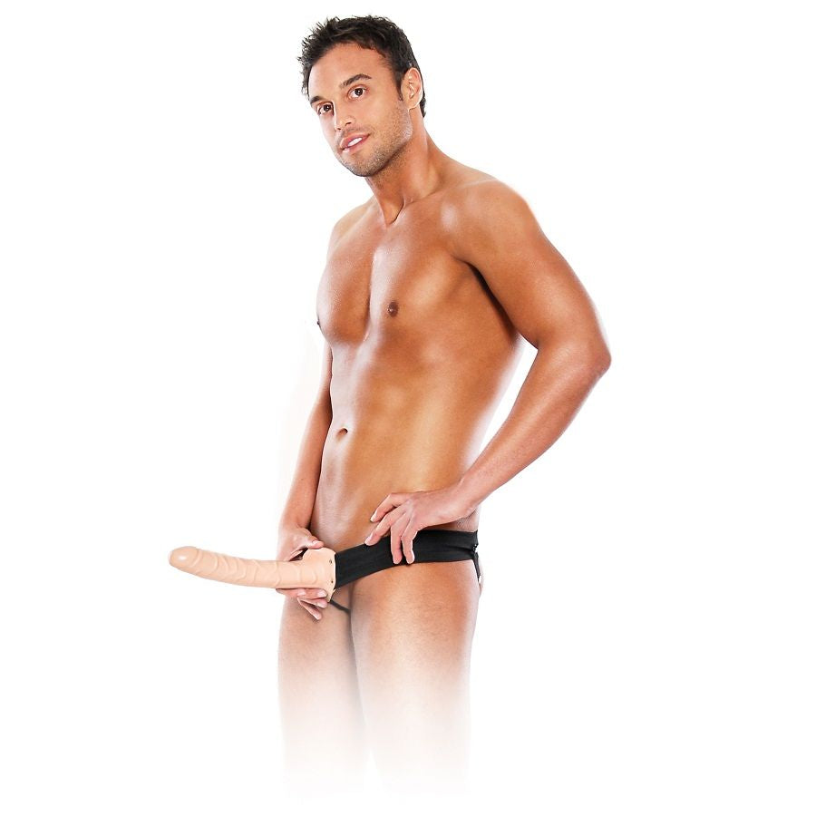 Fetish Fantasy Series Dream Hollow Strap-On di 25,4 cm, dildo realistico in silicone nero, con cinturino regolabile.