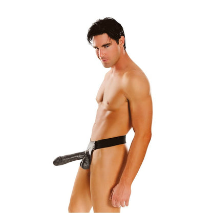 Immagine di un strap-on della serie Fetish Fantasy Dream Hollow, con dettagli in lattice nero e cinghie regolabili.