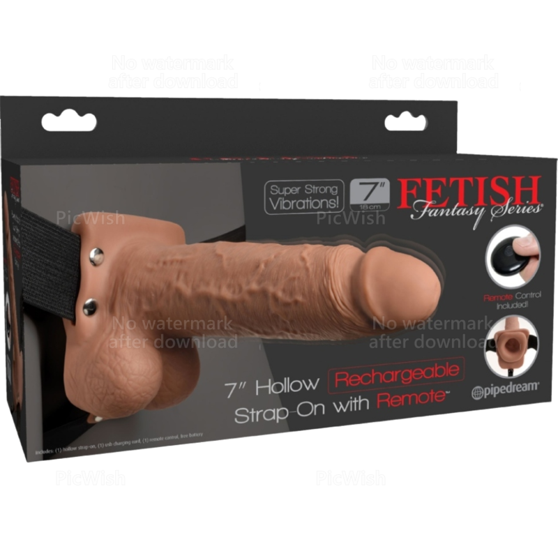 Imbracatura regolabile per pene realistico con sfere ricaricabili e vibratore da 17,8 cm, prodotto della serie FETISH FANTASY.