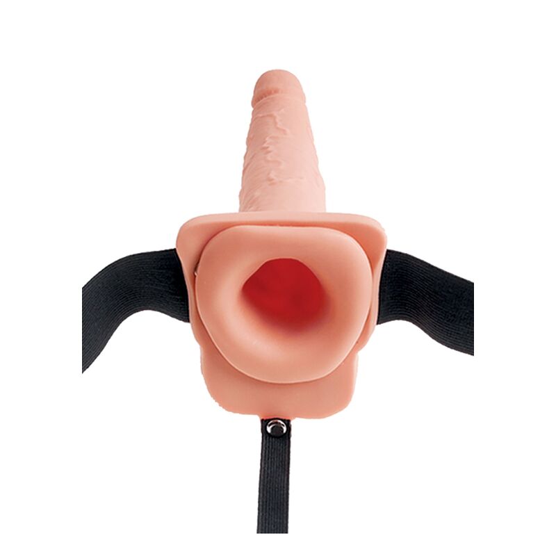 Imbracatura regolabile per pene realistico con sfere squirting, lunga 19 cm, della serie Fetish Fantasy Series.