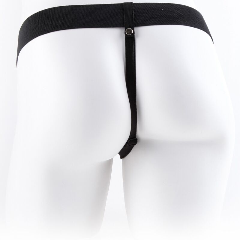 Imbragatura regolabile con telecomando, pene realistico con testicoli, lunga 17,8 cm, marca Fetish Fantasy Series, in dettaglio.