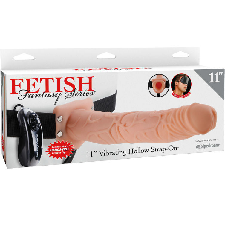 FETISH FANTASY SERIES strap-on vibrante con sfere, modello 11, lunga 27,9 cm, colore carne, visibile in immagine.