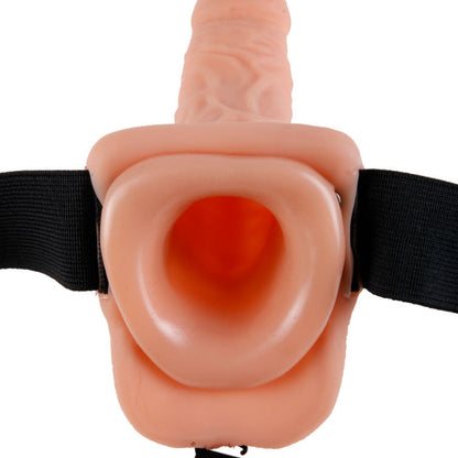 FETISH FANTASY SERIES, strap-on vibrante con sfere, 27.9 cm, colore carne, immagine che mostra il prodotto in dettaglio.
