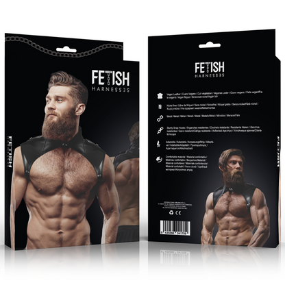 Imbracatura per il collo in ecopelle regolabile da uomo della linea Fetish Submissive Attitude Brigade, con design elegante e resistente.
