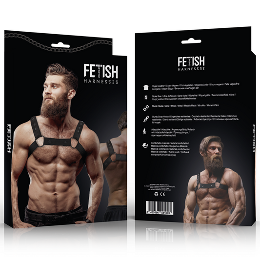 Imbracatura sportiva regolabile in neoprene FETISH SUBMISSIVE ATTITUDE per uomini, con cinturino e dettagli robusti.
