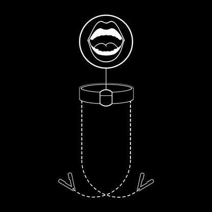 Anello gag con morsetti per capezzoli della linea Fetish Submissive Bondage, dispositivo di bondage e sottomissione.