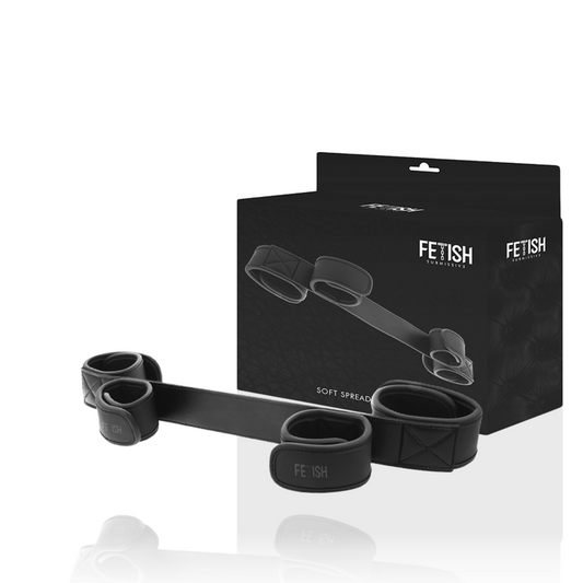 Barra di diffusore bondage FETISH SUBMISSIVE con fodera in neoprene, strumento di restrizione per giochi BDSM.