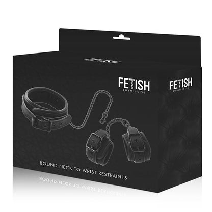 Collana e manette in pelle vegana con fodera in neoprene della linea FETISH SUBMISSIVE BONDAGE, accessori BDSM per bondage.
