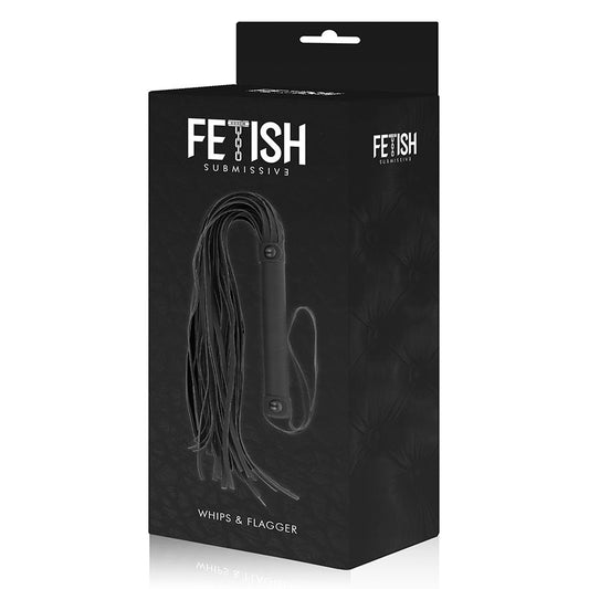 Frusta in pelle vegana FETISH SUBMISSIVE BONDAGE, strumento di bondage e giochi BDSM con manico resistente e dettagli in pelle
