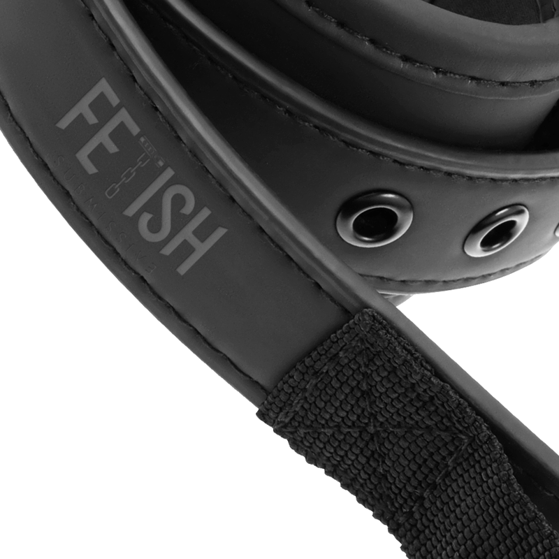 Manette fetish submissive con fodera in neoprene e maniglia, marca FETISH SUBMISSIVE BONDAGE, per giochi di bondage e sottomissione