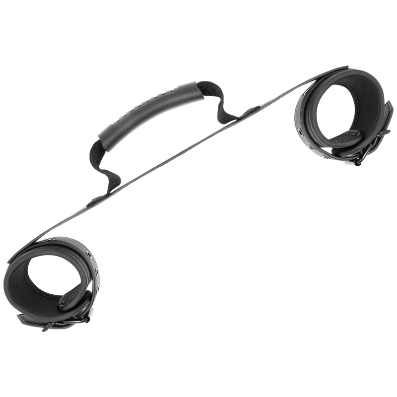 Manette fetish submissive con fodera in neoprene e maniglia, prodotto bondage FETISH SUBMISSIVE BONDAGE, per giochi di ruolo e sottomissione