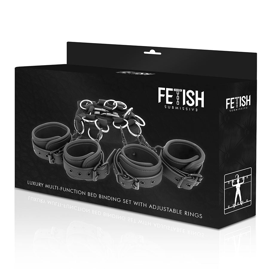 Set di cravatte da letto FETISH SUBMISSIVE BONDAGE con fodera in neoprene, ideale per giochi di bondage e sottomissione.