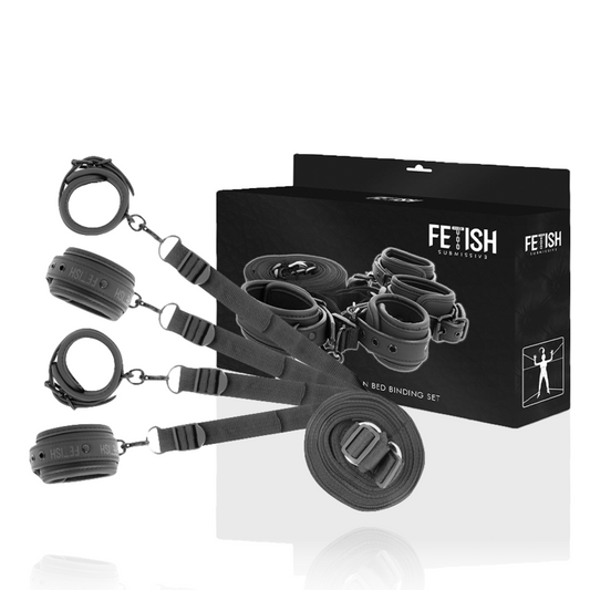 Set di manette e cravatte FETISH SUBMISSIVE BONDAGE con fodera in neoprene, accessori per bondage e giochi di ruolo BDSM