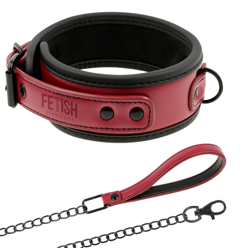 Collana a catena con fodera in neoprene di FETISH SUBMISSIVE DARK ROOM, accessorio di moda in pelle e metallo.