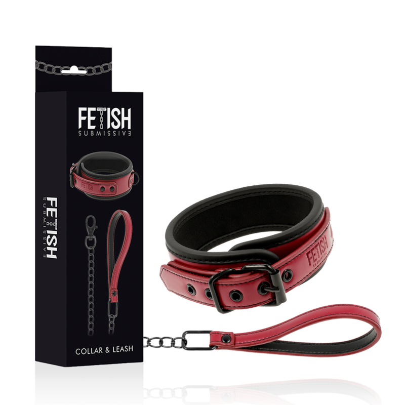 Collana a catena FETISH SUBMISSIVE DARK ROOM con fodera in neoprene, accessorio di moda con dettagli in metallo e neoprene nero