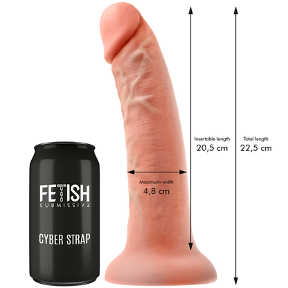 Imbragatura Fetish Submissive Cyber Strap con dildo, telecomando Bullet, tecnologia WatchMe L, dettagli in morbido materiale nero.