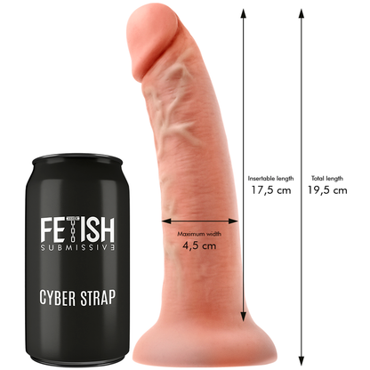Imbragatura Fetish Submissive Cyber Strap con dildo, telecomando Bullet e tecnologia WatchMe M, dettagli in pelle nera e cinghie regolabili.