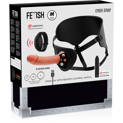 Imbragatura fetish submissive cyber con dildo integrato e telecomando Bullet WatchMe M, design tecnologico e dettagli realistici