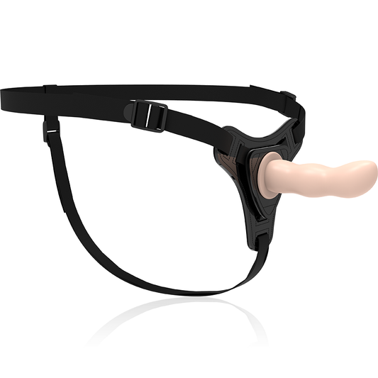 Imbracatura fetish submissive in silicone flesh con G-spot da 12,5 cm, mostra dettagli e forma ergonomica del prodotto.