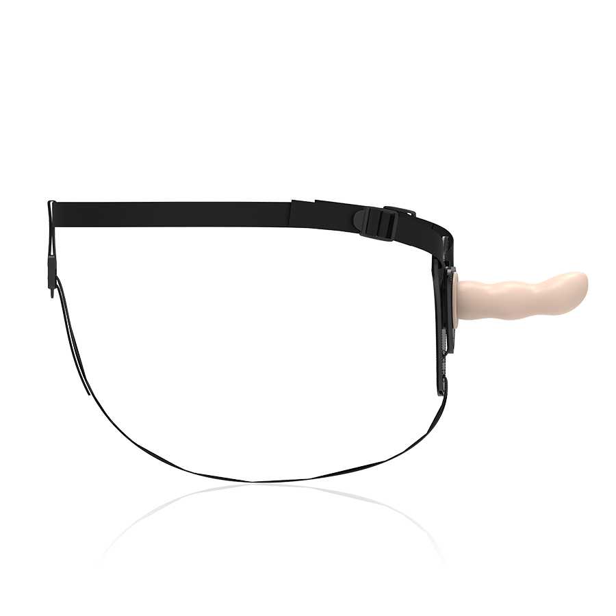 Imbracatura fetish submissive in silicone flesh con G-spot di 12,5 cm, mostra i dettagli e la forma del prodotto.