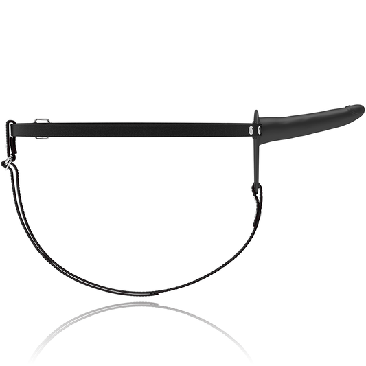 Imbracatura fetish submissive in silicone nero da 15 cm, con dettagli regolabili e design aderente, ideale per giochi di ruolo BDSM.