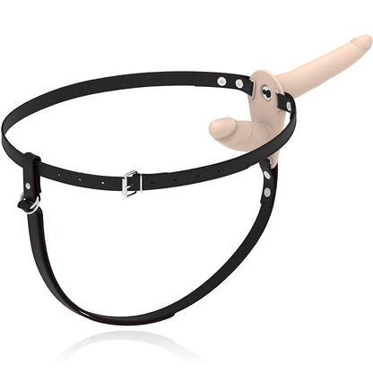 Immagine del vibratore Flesh Up a doppia penetrazione con harness Fetish Submissive Harness, progettato per stimolazione doppia.