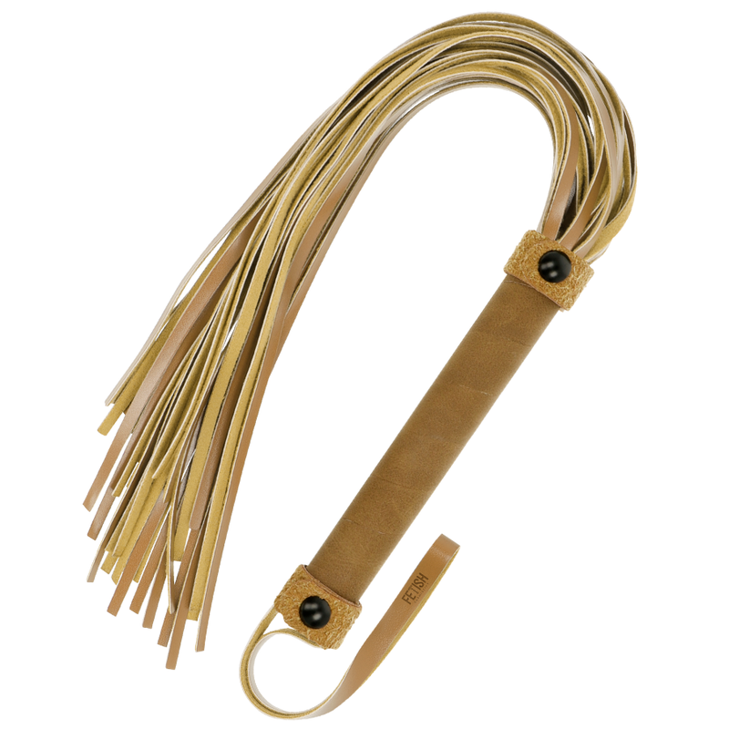 Frusta in pelle vegana FETISH SOTTOMESSA ORIGINE, accessorio BDSM con manico resistente e superficie liscia.