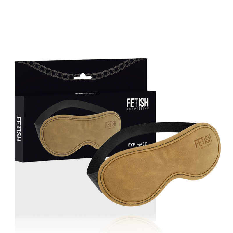 Maschera in pelle vegana con fodera in neoprene, prodotto FETISH SUBMISSIVE ORIGIN, copre il volto con dettagli raffinat