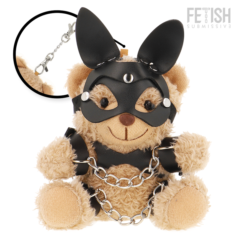Teddy bear modello BDSM FETISH SUBMISSIVE di Rebel Toys, design fetish e submissive, dettaglio in immagine.